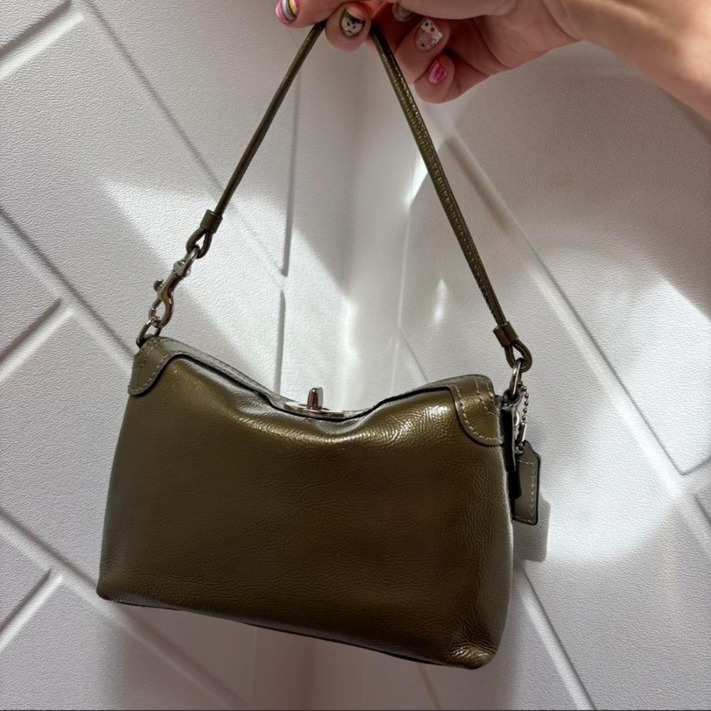 Coach turnkey clutch 2004 authentic handbag olive green metallic silver